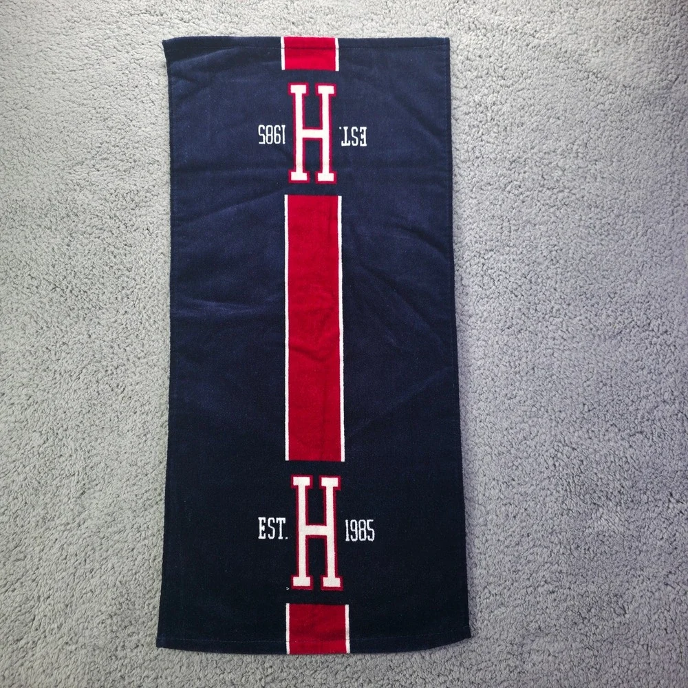 Tommy Hilfiger Navy Blue Red White H Logo Cotton Hand Towel EST 1985